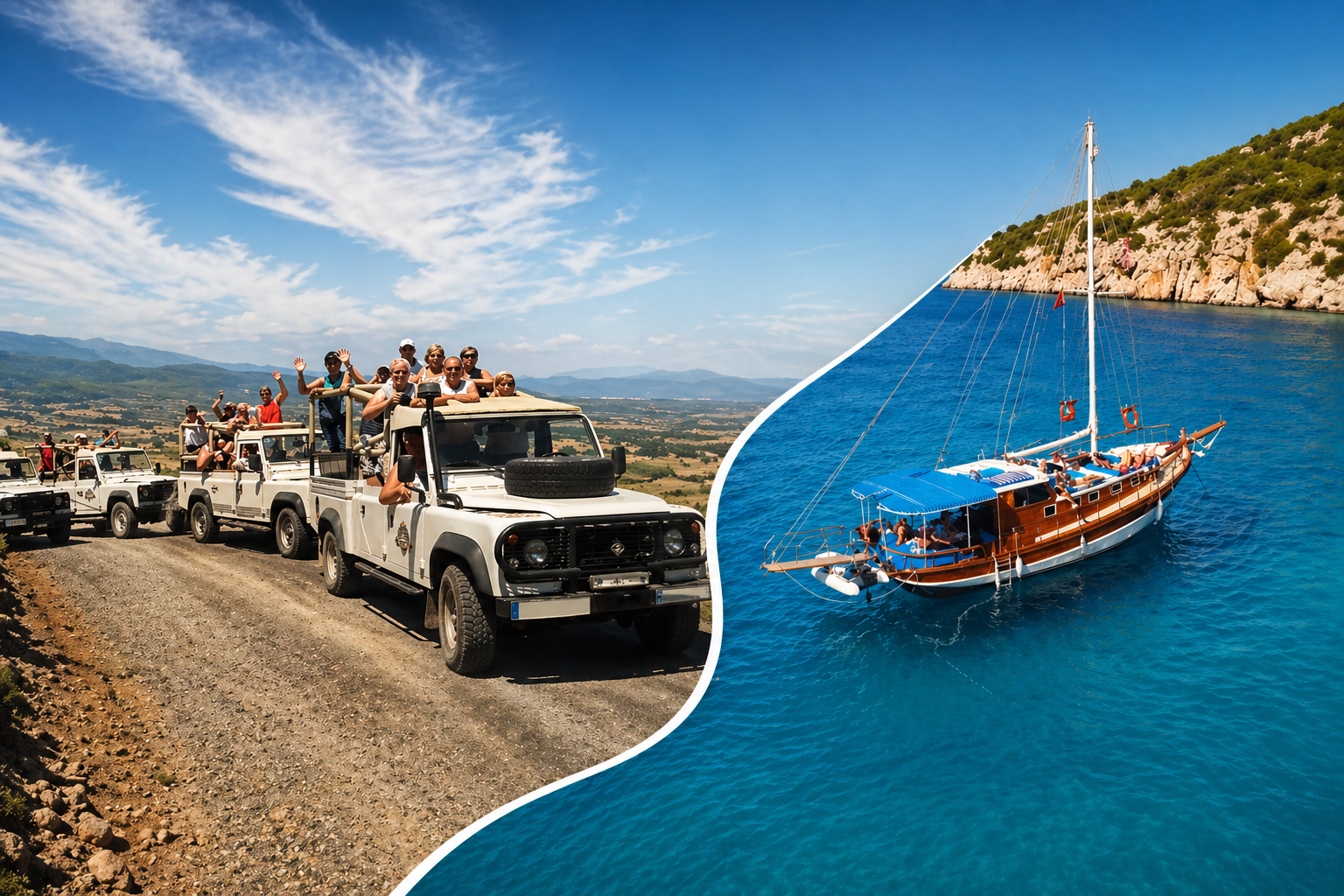 Bodrum Jeep Safari & Bootstour – Ganztägiges Abenteuer